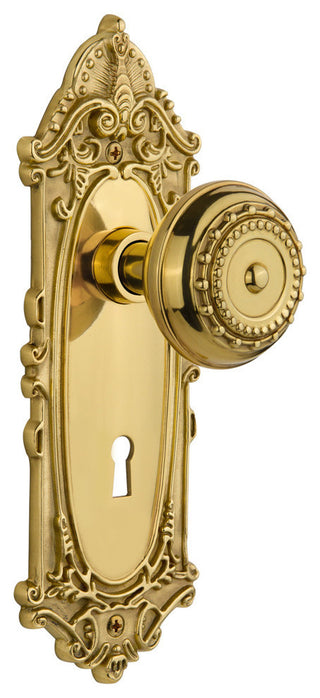 Victorian Plate With Keyhole Passage Meadows Door Knob, Unlacquered Brass