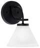 Cavella 1 Light Wall Sconce, Matte Black Finish, 7" White Muslin Glass