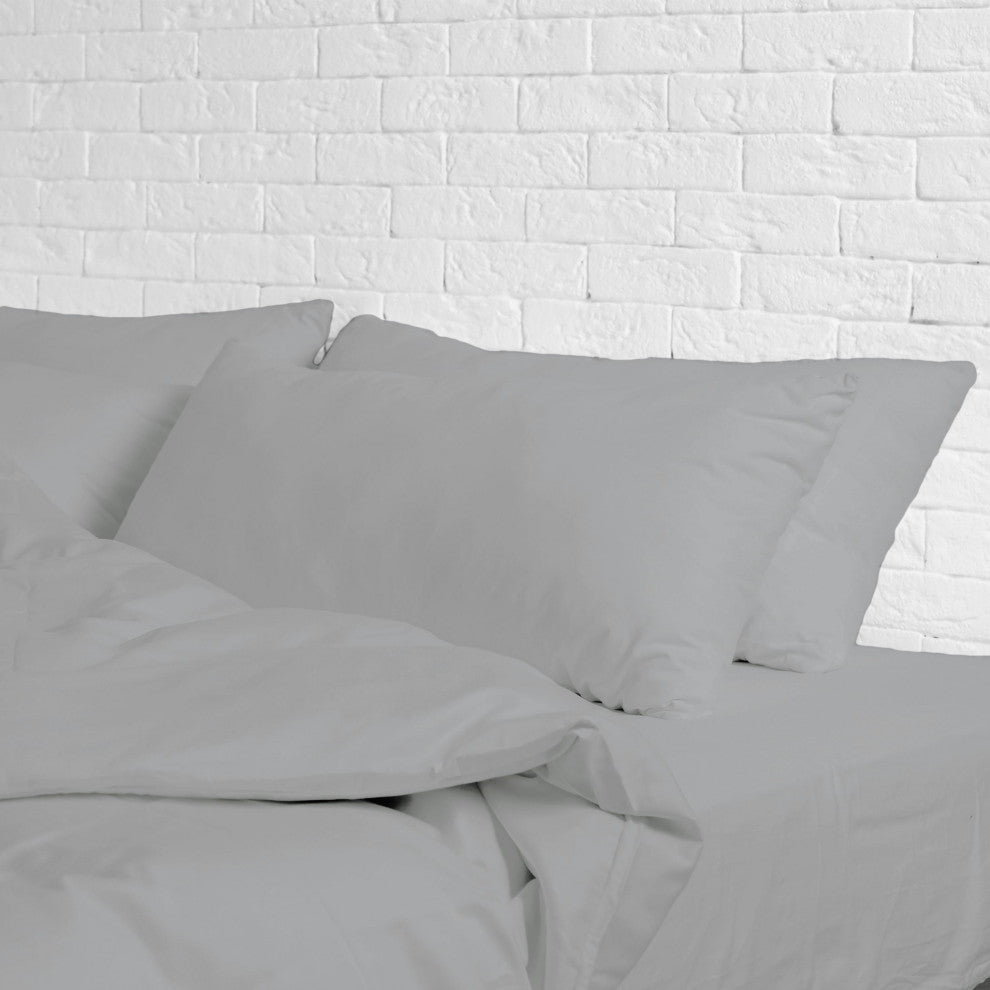 Egyptian Cotton Feel Cool, 4-Piece Sheet Set Deep Pockets, Silver, Twin/Twin Xl