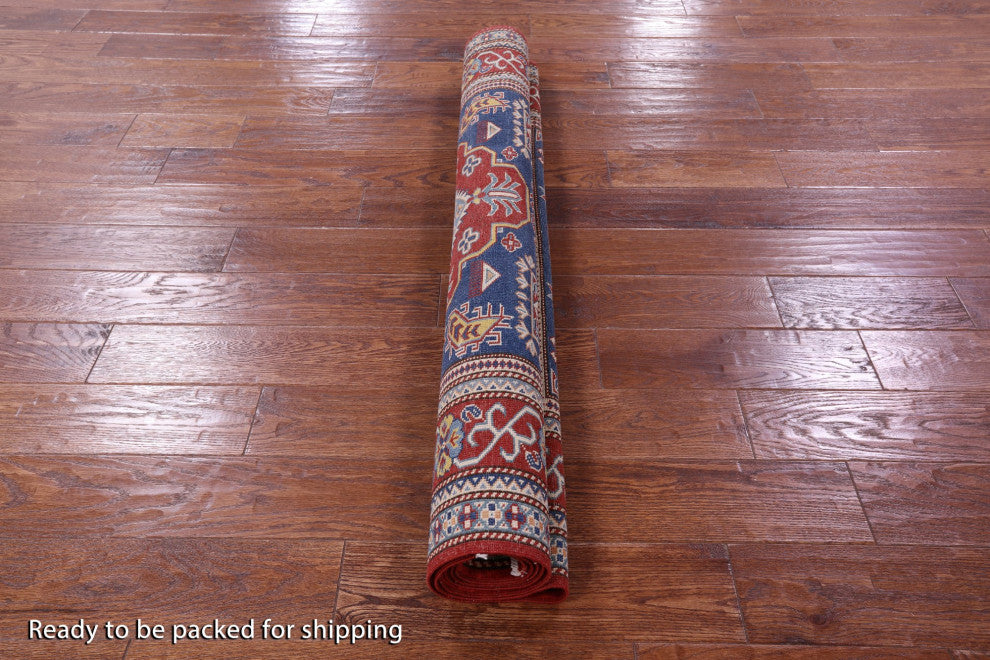Geometric Super Kazak Handmade Rug 4' 2" X 6' 1" Q10921