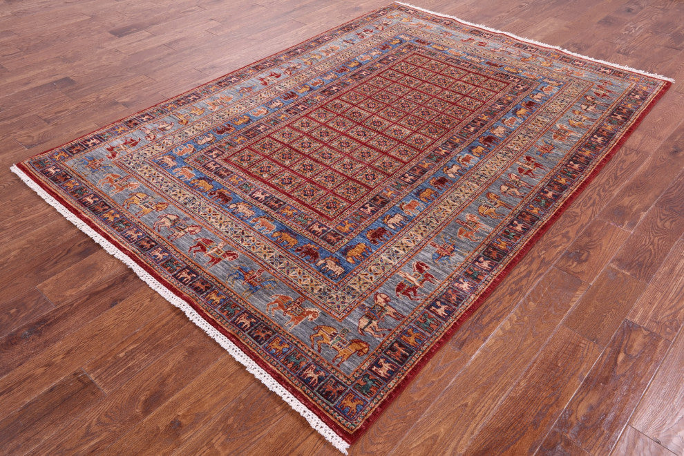 5' 9" X 8' 2" Antiqued Pazyryk Historical Design Handmade Rug Q11264