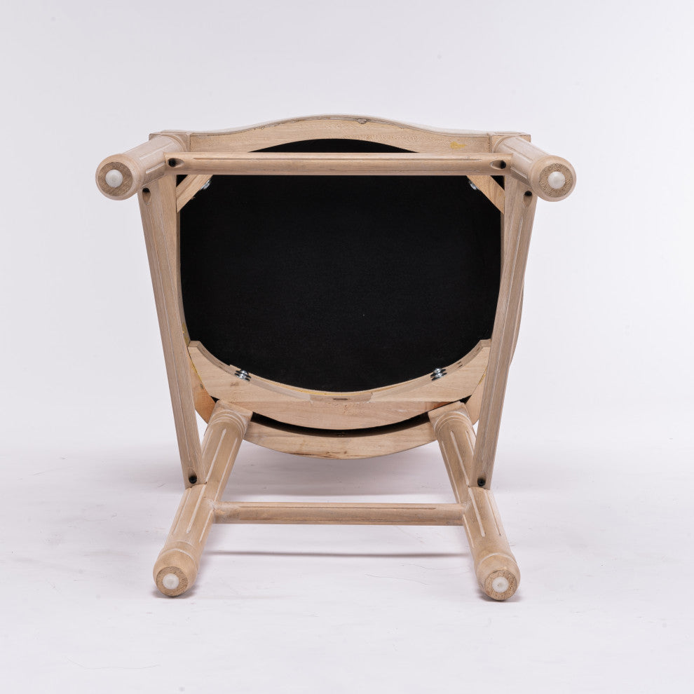 Elegant French High-Bar Chairs with Rattan Mesh Backrest and Solid Wood Frame, Cream Beige
