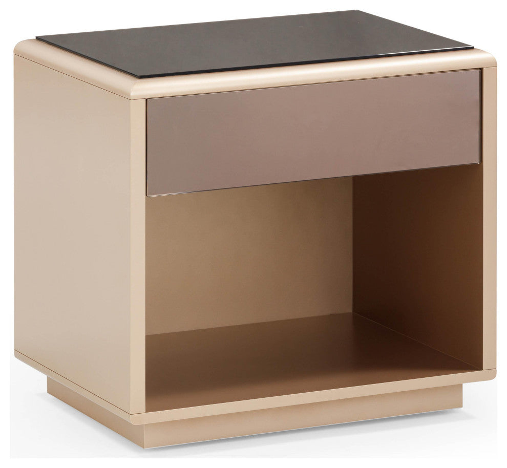 Martha Taupe Mirrored Nightstand