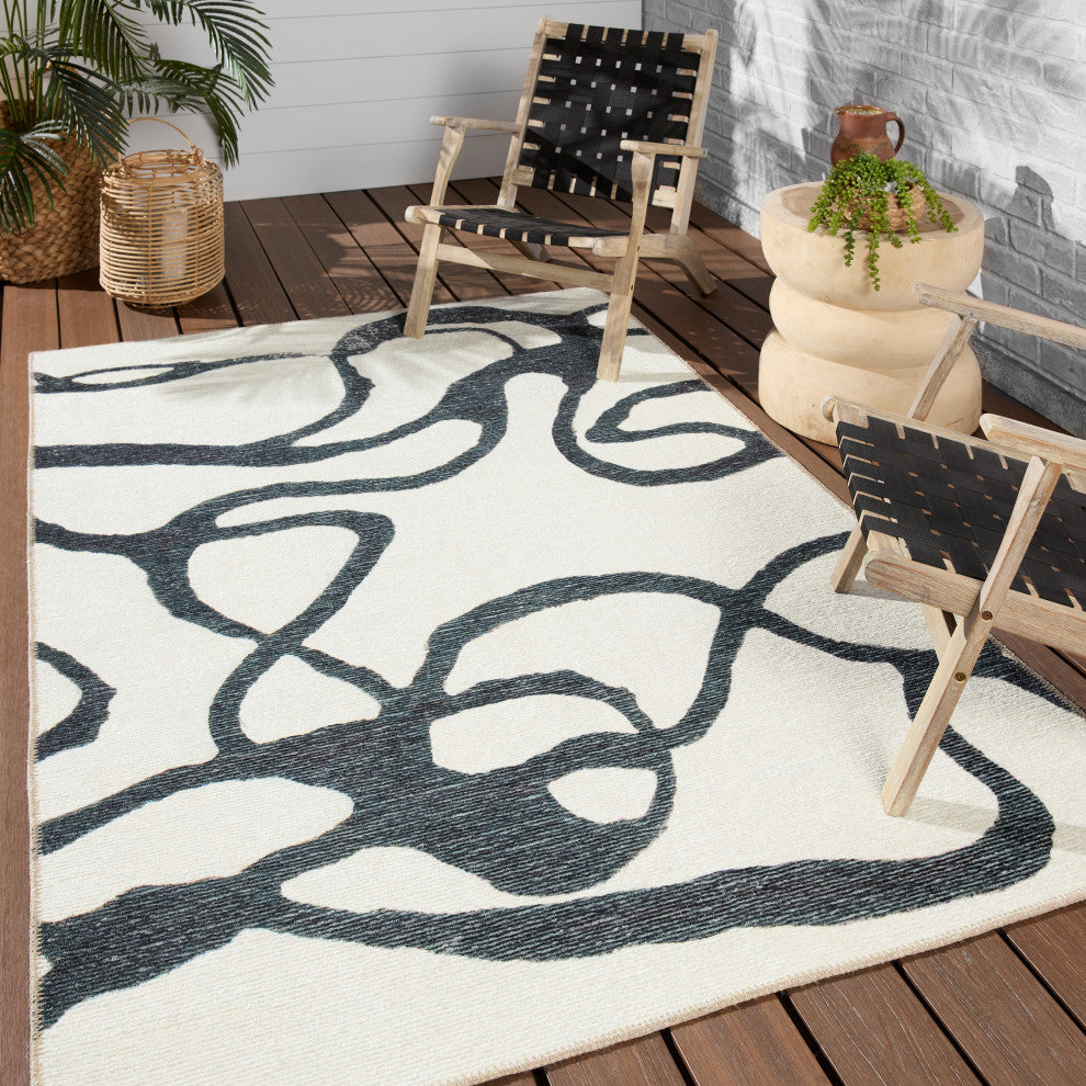 Cosme Powerloomed Indoor Abstract White/Gray Area Rug 4'2"X6'