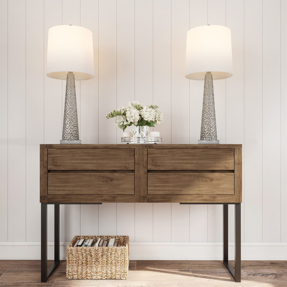 Lavish Home Set of 2 Contemporary Hammered Look Glass Lamps