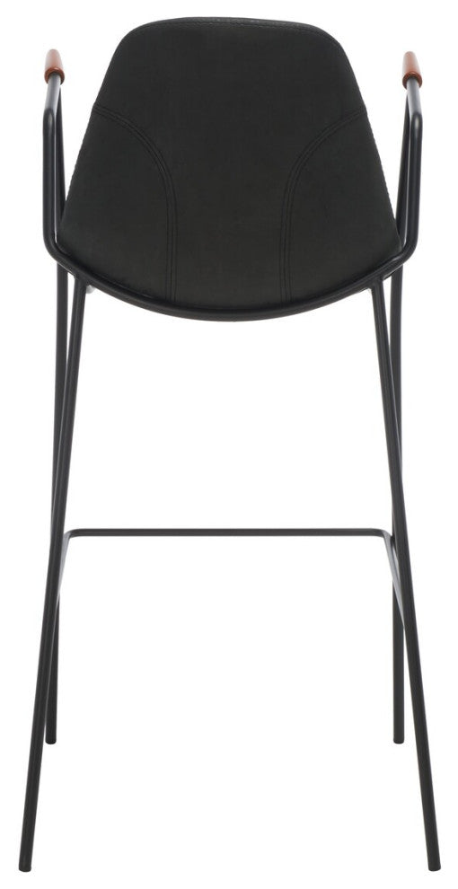 Safavieh Tanner Mid Century Barstool, Black/Walnut