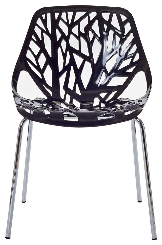 Modern Contemporary Kitchen Dining Side Chair Black, Outdoor and Indoor