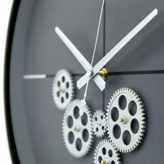Modern Minimalist 18"D Dark Green Clock With Open Moving Gears