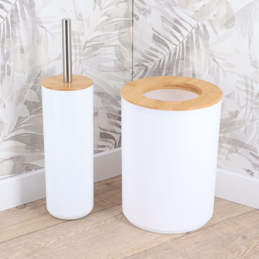 White Padang Bathroom Accessory Set 7-Pieces Bamboo