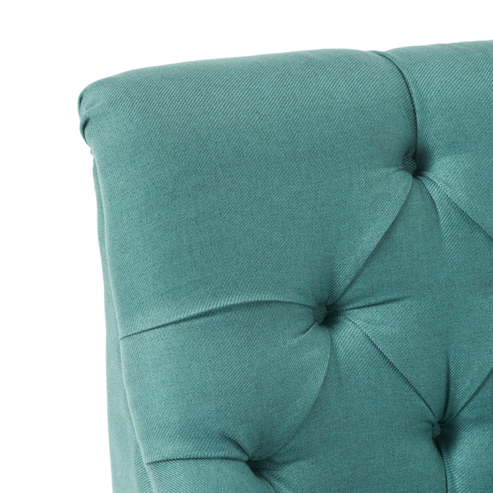 GDF Studio Nicoletta Tufted Fabric Settee Loveseat, Dark Teal