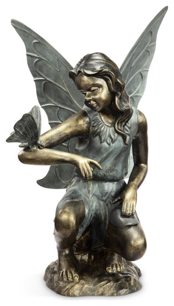 Grace Garden Sculpture - Fairy And Butterfly