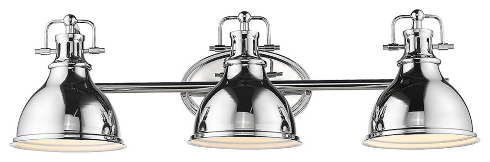 3 Light Midcentury Bathroom Wall Lighting in Polished Chrome