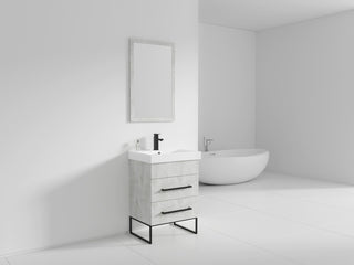 Fine Fixtures Modern Vanity Set, Gray Marble, 24", Black Hardware