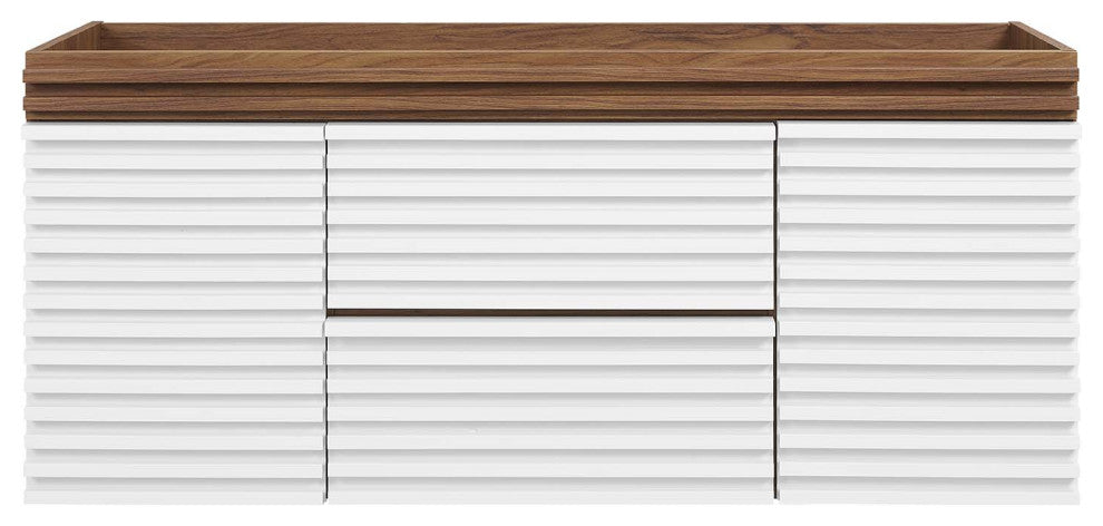 Render 48" Wall-Mount Bathroom Vanity Cabinet, White Walnut