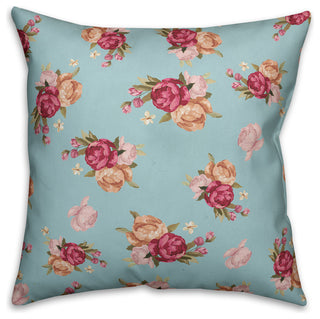 Vintage Pink Roses Spun Poly Pillow, 18x18