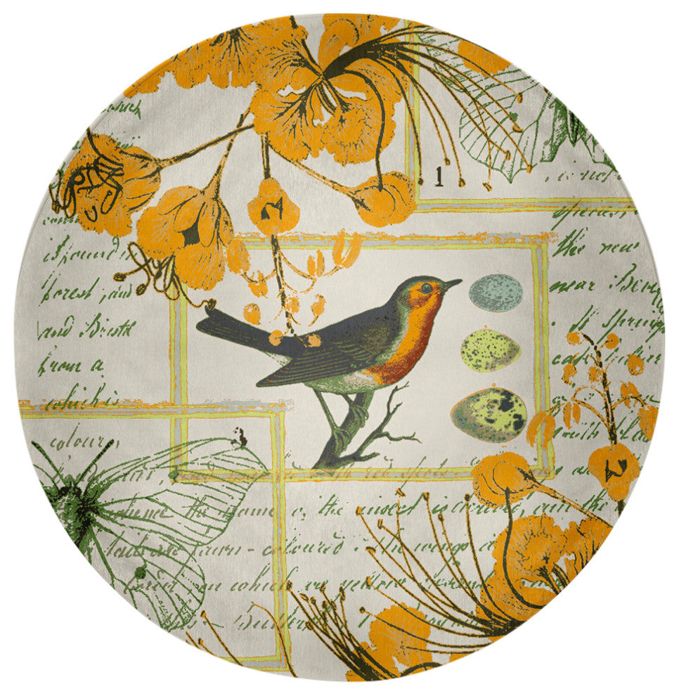 Singing Bird Spring Chenille Rug, Mango, 5' Round
