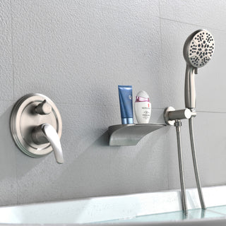 Single Handle Wall Mounted Waterfall Faucet With Handshower, Brushed Nickel