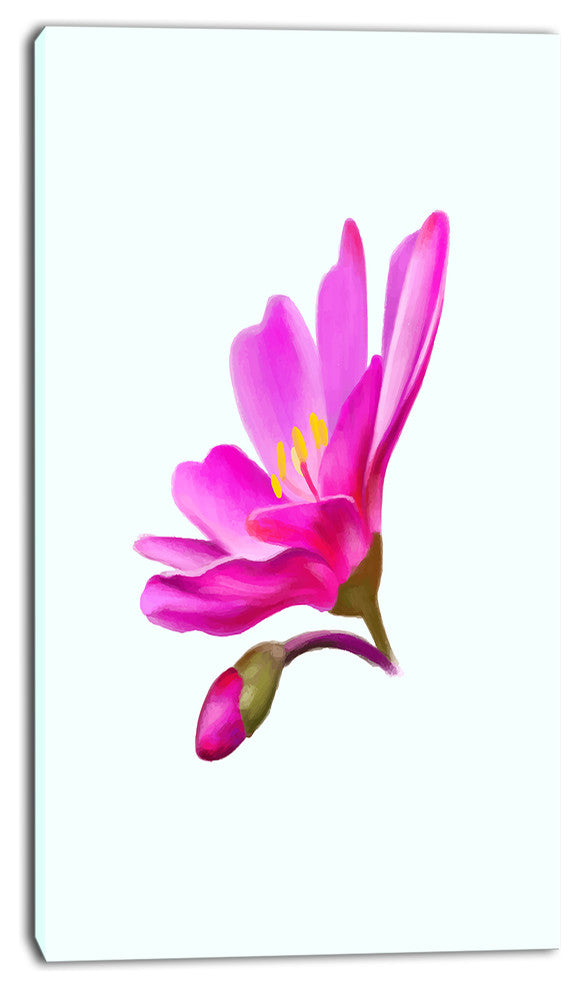 Summer Pink Flower Watercolor, Floral Canvas Art Print, 16"x32"