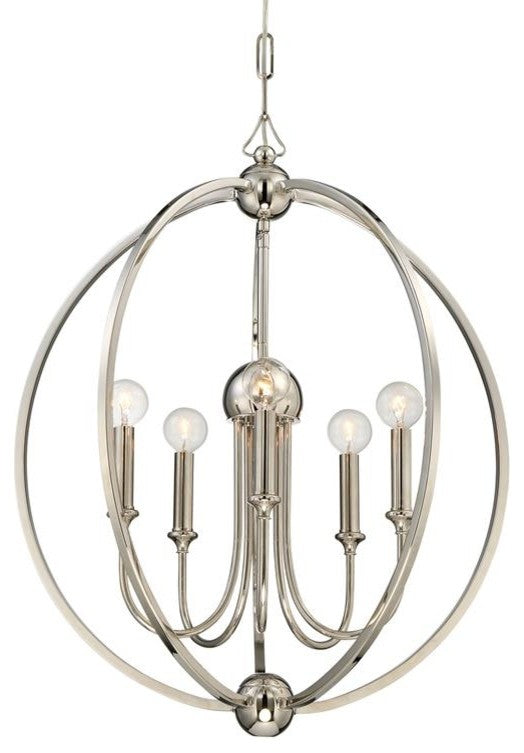 Crystorama Libby Langdon for Sylvan 5-Light Chandelier, Polished Nickel