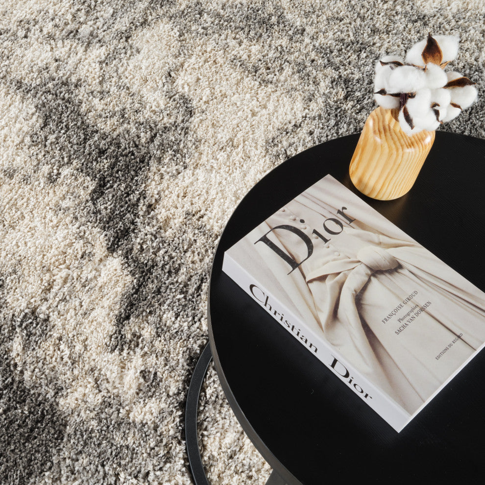 Shag Adrian Gray/Beige Rug, Gray, 2'6"x8' Runner