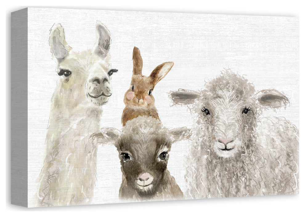 Baby Barn Animals 12"x18" Canvas Wall Art