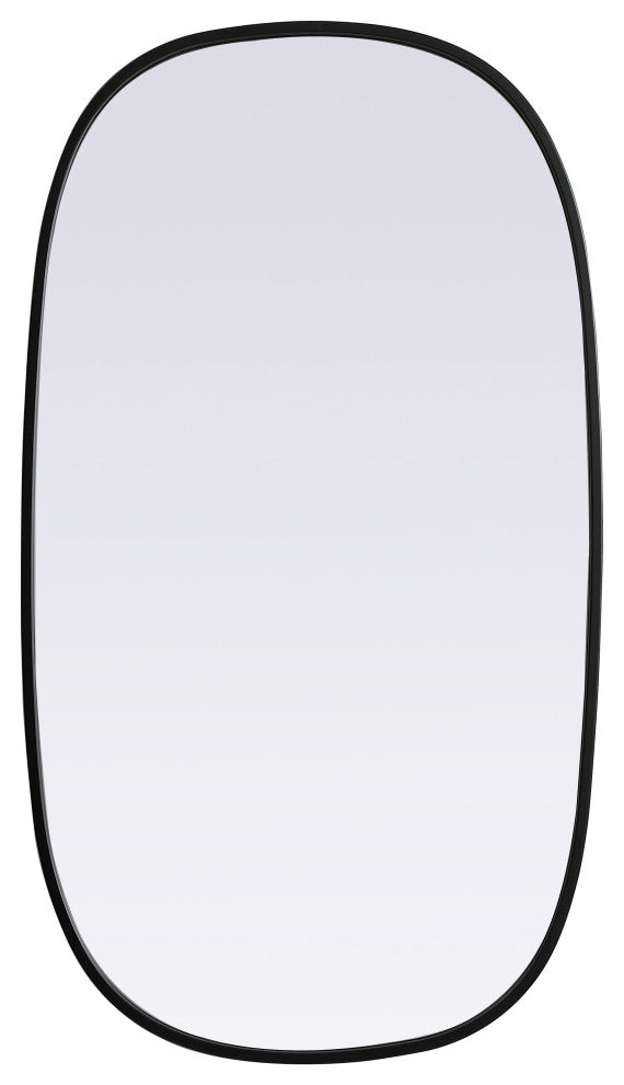 Metal Frame Oval Mirror 20X36 Inch, Black