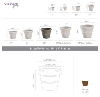 Brunello Planter, Weathered Concrete, 35"