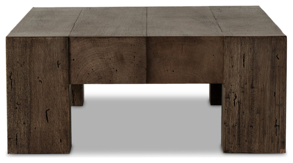 Abaso Rectangular Coffee Table Ebony Rustic Wormwood Oak