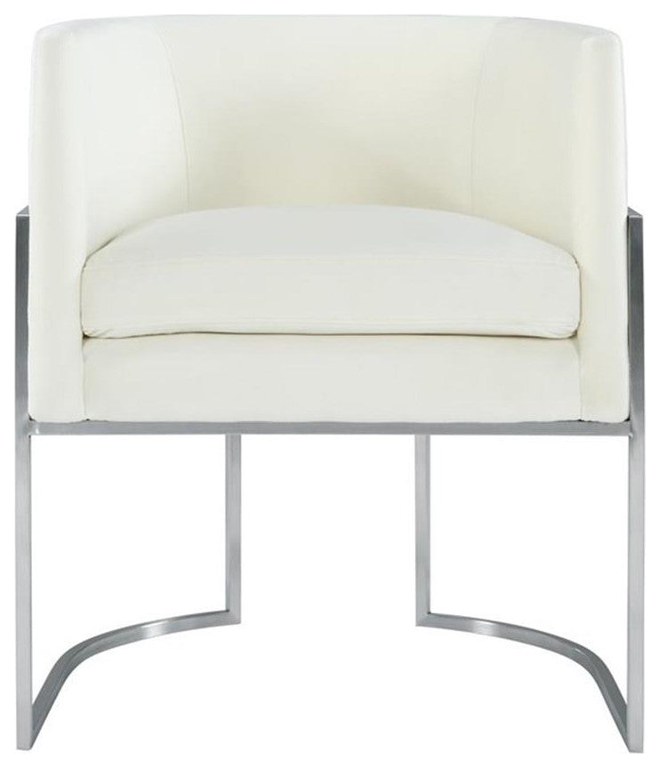 Home Square Giselle 19" Transitional Velvet Dining Chair in Cream - Set of 2