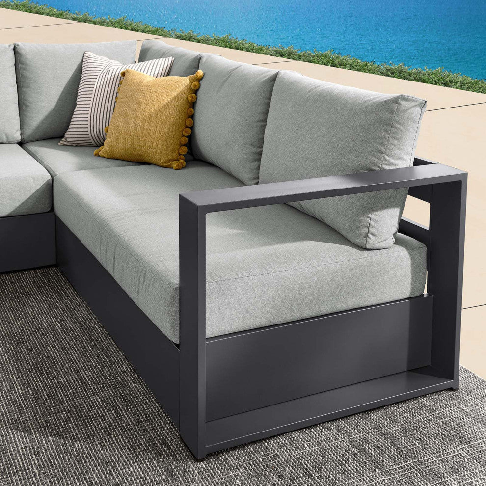 Tahoe Outdoor Patio Powder-Coated Aluminum 3-Piece Sectional Sofa Set - Gray Gra