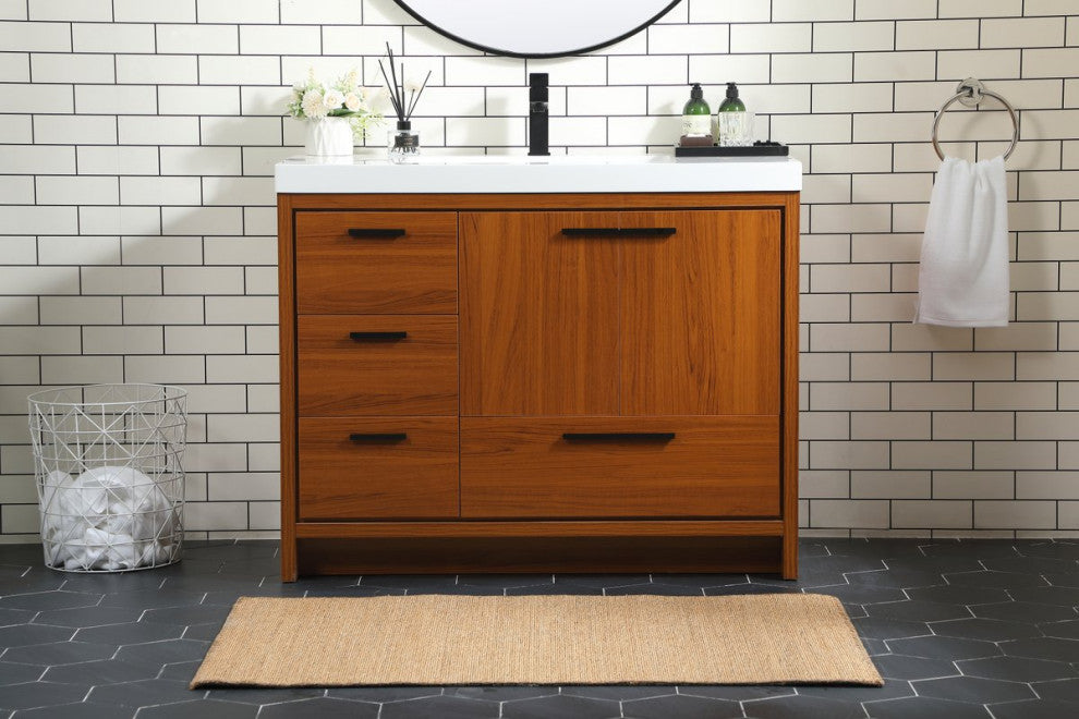 Walker 42" Single Bathroom Vanity, Teak