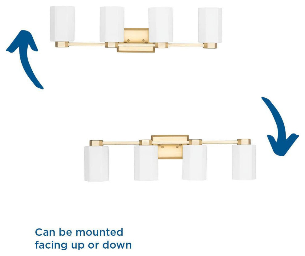 Estrada Collection 4-Light Contemporary Bath and Vanity Light, Brushed Gold