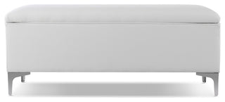 Madelyn Modern Storage Bench With Stainless Steel Legs, Bright White