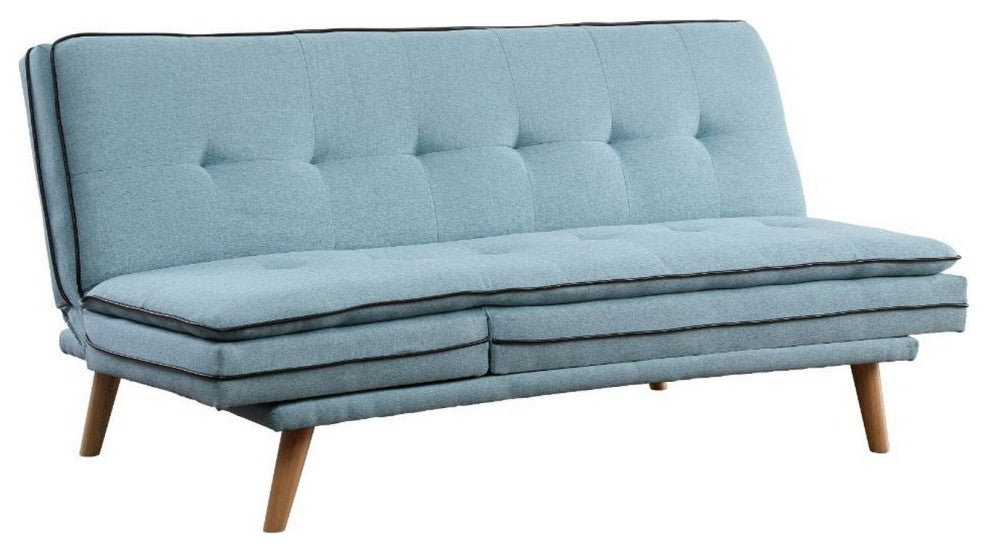 Benzara BM250586 Adjustable Sofa With Tufted Seat and Angled Legs, Blue