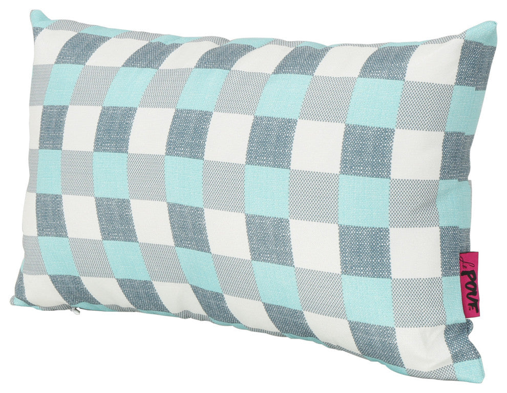 GDF Studio Raylan Indoor Rectangular Throw Pillow, Blue/White Plaid, Single