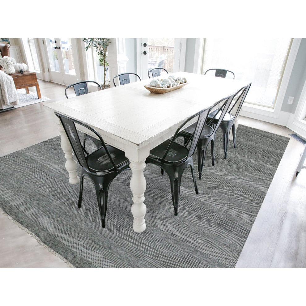 Dim Gray Hand Knotted Modern Grass Design Undyed Wool Oriental Rug 8'11"x12'