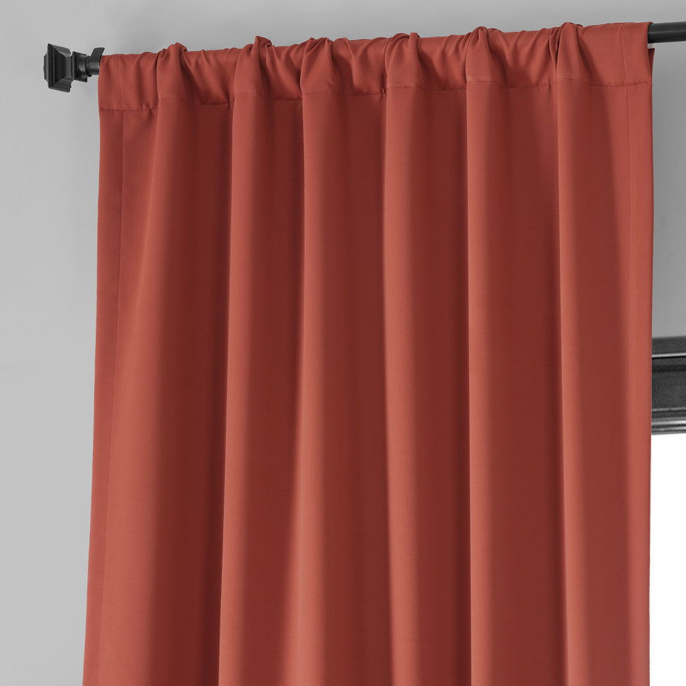 Sunset Orange Performance Woven Blackout Curtain Pair, 50W x 120L