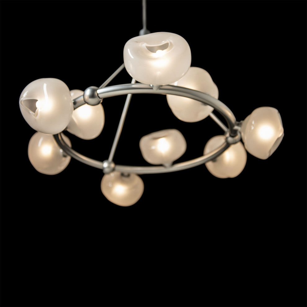 Ume 9-Light Ring Pendant, Sterling, Frosted Glass