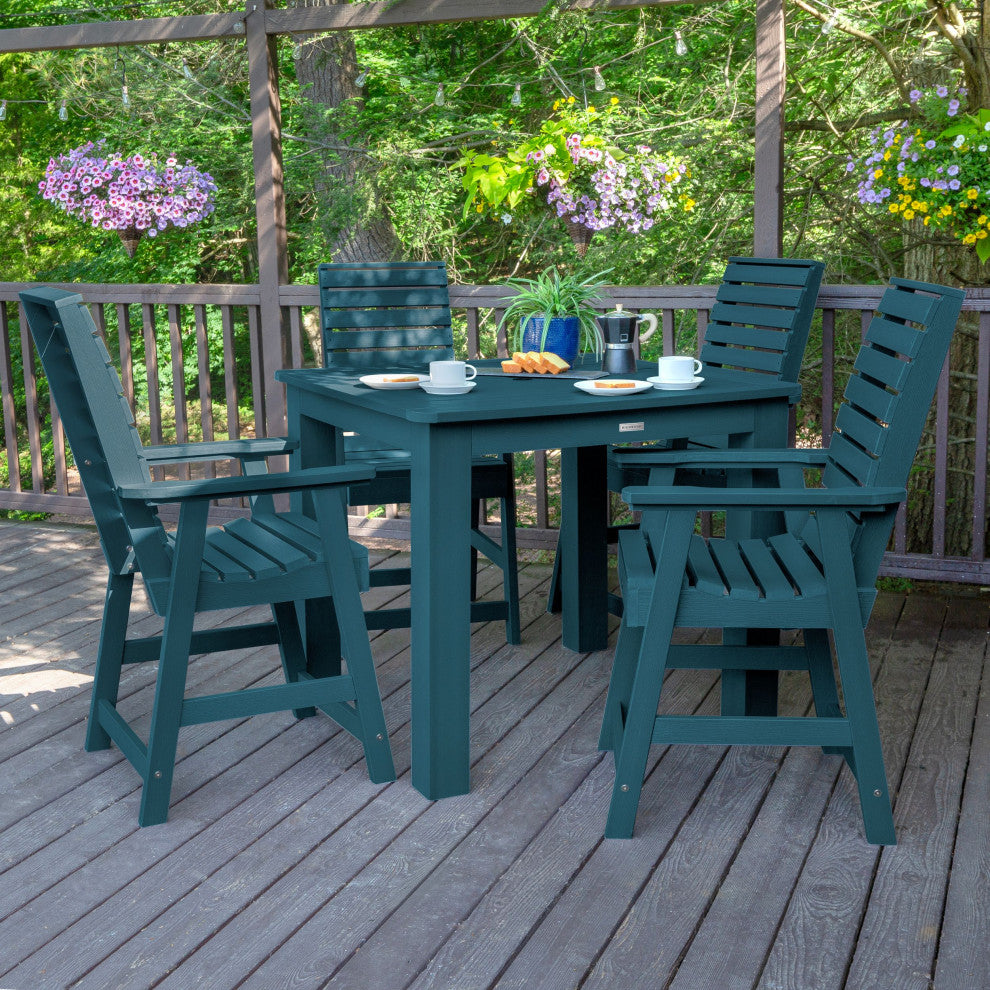 Weatherly 5-Piece Square Counter-Height Dining Set, Nantucket Blue