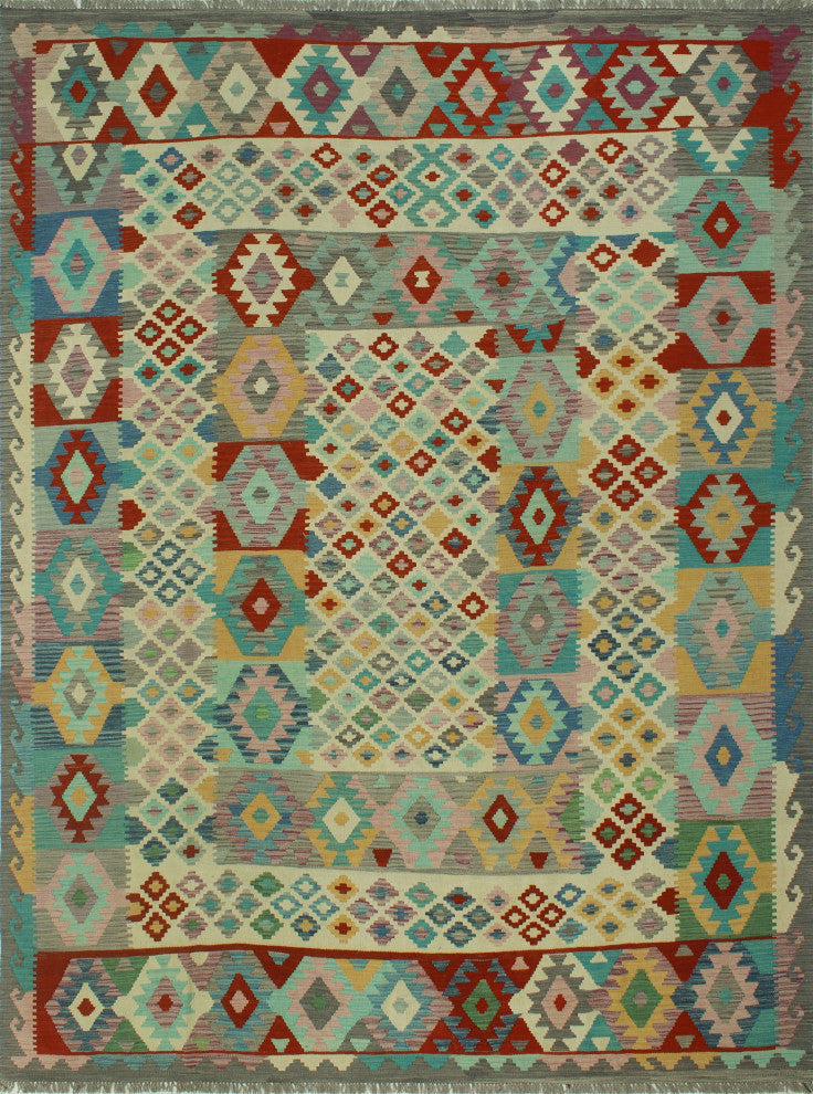 Sangat Kilim Aarif Ivory/Gray Rug, 8'5x11'3