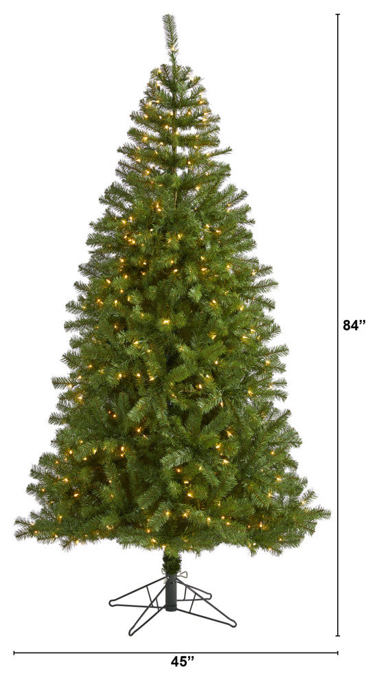 7' Springfield Faux Xmas Tree W/ 400 Warm Clear Lights and 916 Bendable Branches