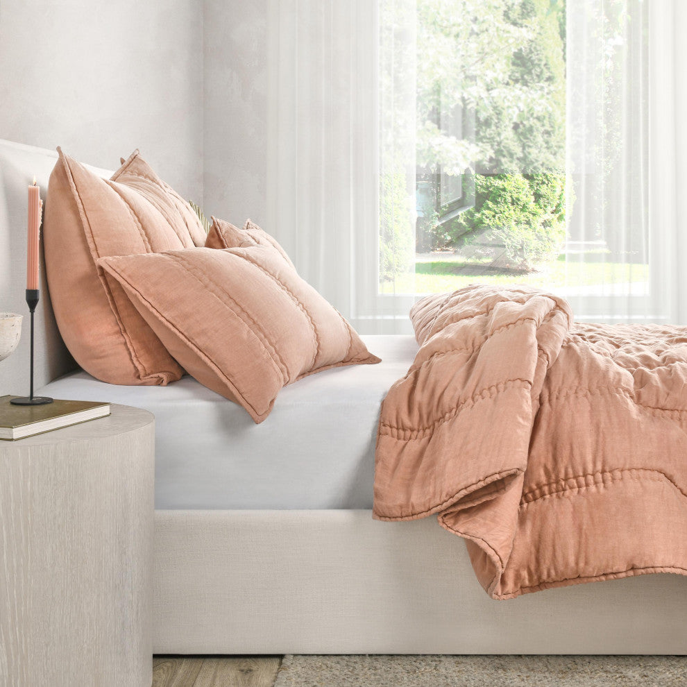 Rowen Sustainable Fabric Quilt by Kosas Home, Clay, Queen