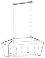 Dianna Five Light Medium Linear Chandelier, Brushed Nickel