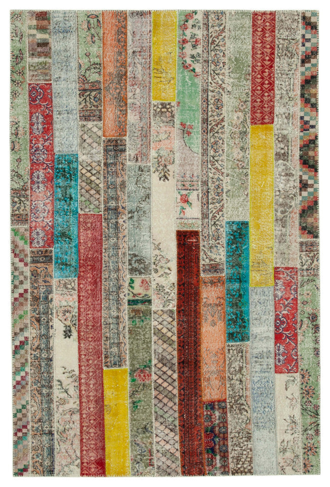 Rug N Carpet - Handwoven Anatolian 6' 8" x 10' 0" Wool Patchwork Area Rug