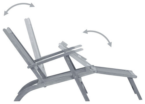 vidaXL Deckchair Lounge Chair with Footrest and Cushion Solid Acacia Wood