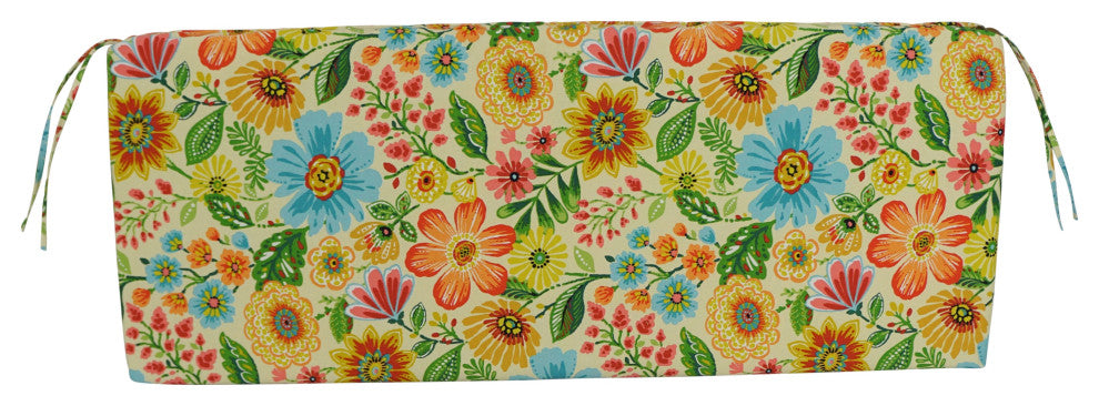 48"X19" Patterned Outdoor Spun Polyester Loveseat Cushion, Gregoire Chamomile