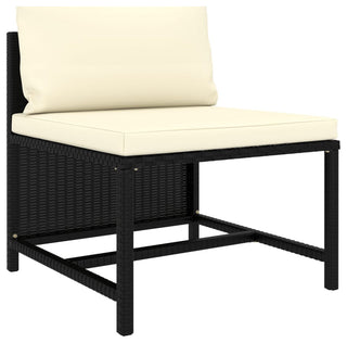 vidaXL 5 Piece Patio Sofa Set With Cushions Black Poly Rattan