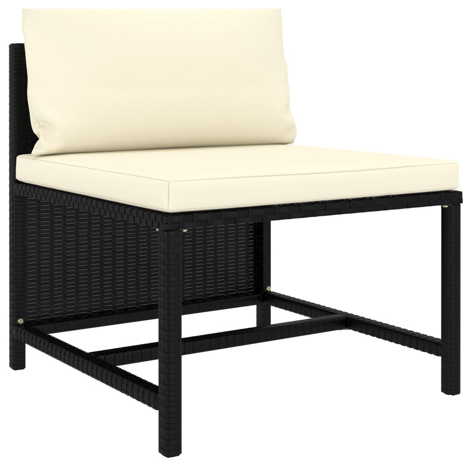 vidaXL 5 Piece Patio Sofa Set With Cushions Black Poly Rattan
