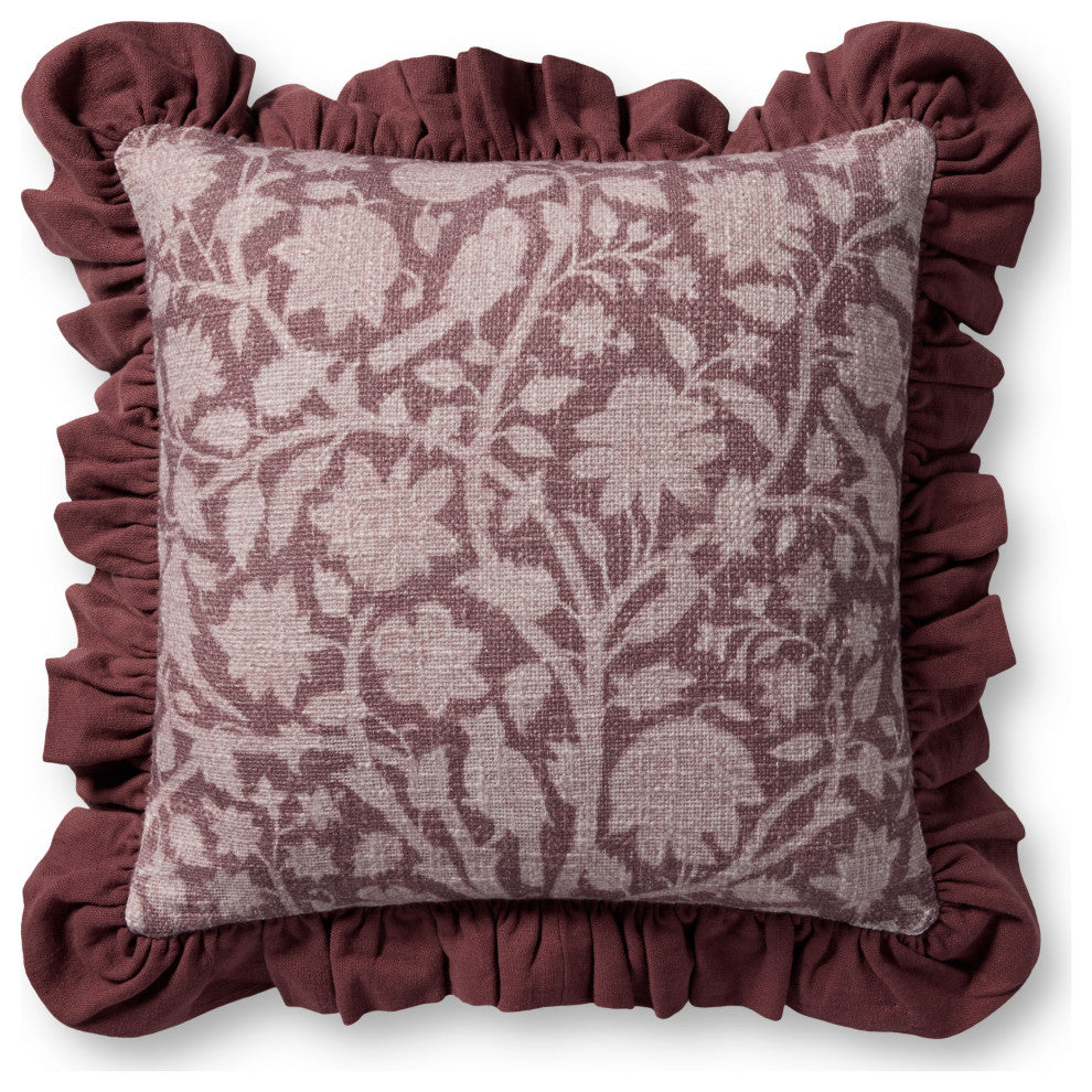 Chris Loves Julia x Loloi Kathleen Wine 18'' x 18'' Cover, Poly Pillow