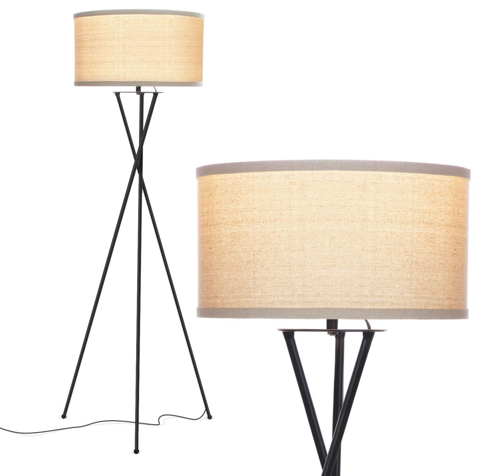 Brightech Jaxon Tripod LED Floor Lamp "“ Mid Century Modern, Living Room Standing, Glossy Black